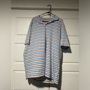 Peter Millar Men's Golf Polo Shirt Pastel Rainbow Striped Cotton Spandex XXL